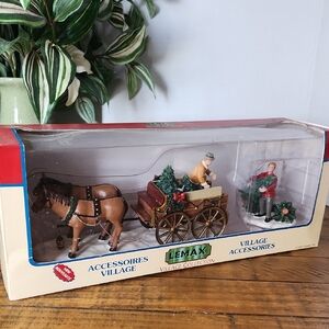 Lemax Village Collection Horse-Drawn Wagon Set - Brown and Green